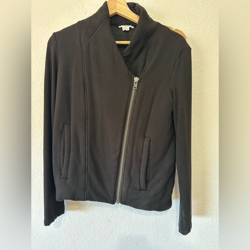 Helmut Lang Asymmetrical Zip Up Black Sweater- Size Small